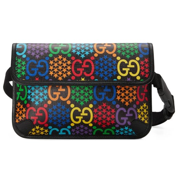 Gucci | Bags | Gucci Gg Monogram Psychedelic Belt Bag In Black | Poshmark